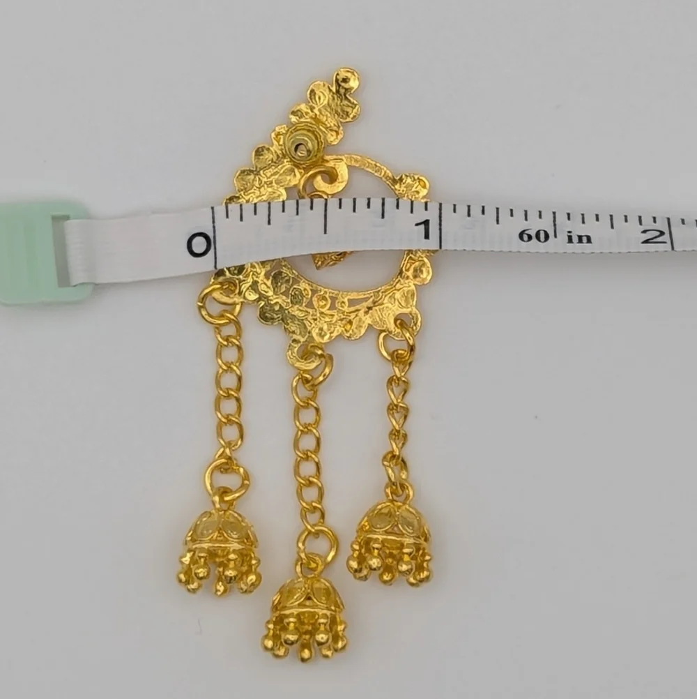 Indian Gold Dangle Earrings Bollywood Pakistani Bridal Saree Lehenga - Picture 5 of 5